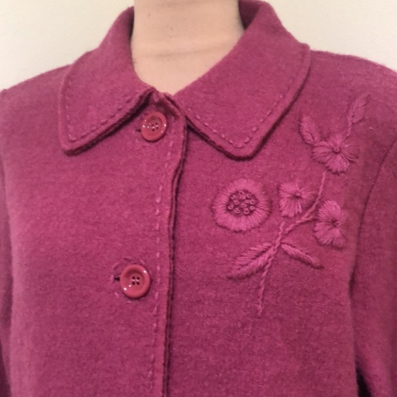 Un Jour Ailleurs Jacket Size XL International 4 Magenta Pink Boiled Wool - Picture 3 of 14